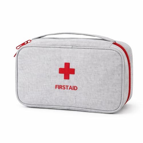 Image of Sumiko First Aid Kit Bag | Medicine Storage Box | Multi-Utility With Handle | Portable & Spacious Emergency Kit Organizer With Mesh Pouch & Elastic Loops | Perfect For Travel Camping Home Gift (White)