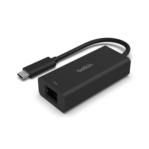 Belkin USB Type C to 2.5 Gb Ethernet Adapter USB-IF Certified Thunderbolt 3 & 4 / USB-C to LAN Network Adapter Compatible with MacBook Pro/Air iPad Pro XPS Surface and Other USB C Devices
