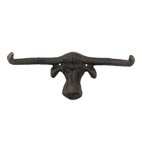 TG,LLC Treasure Gurus Large Longhorn Steer Bathroom Towel Rack Hat Hook Coat Hanger Western Decor