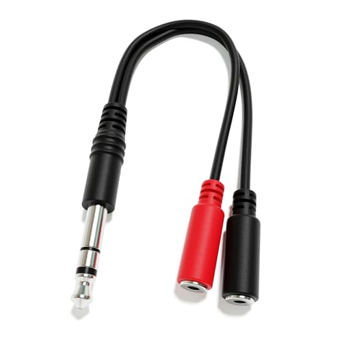 Cable divisor estéreo a mono 1/4" TRS a 2 x 3.5mm TS miniatura 3