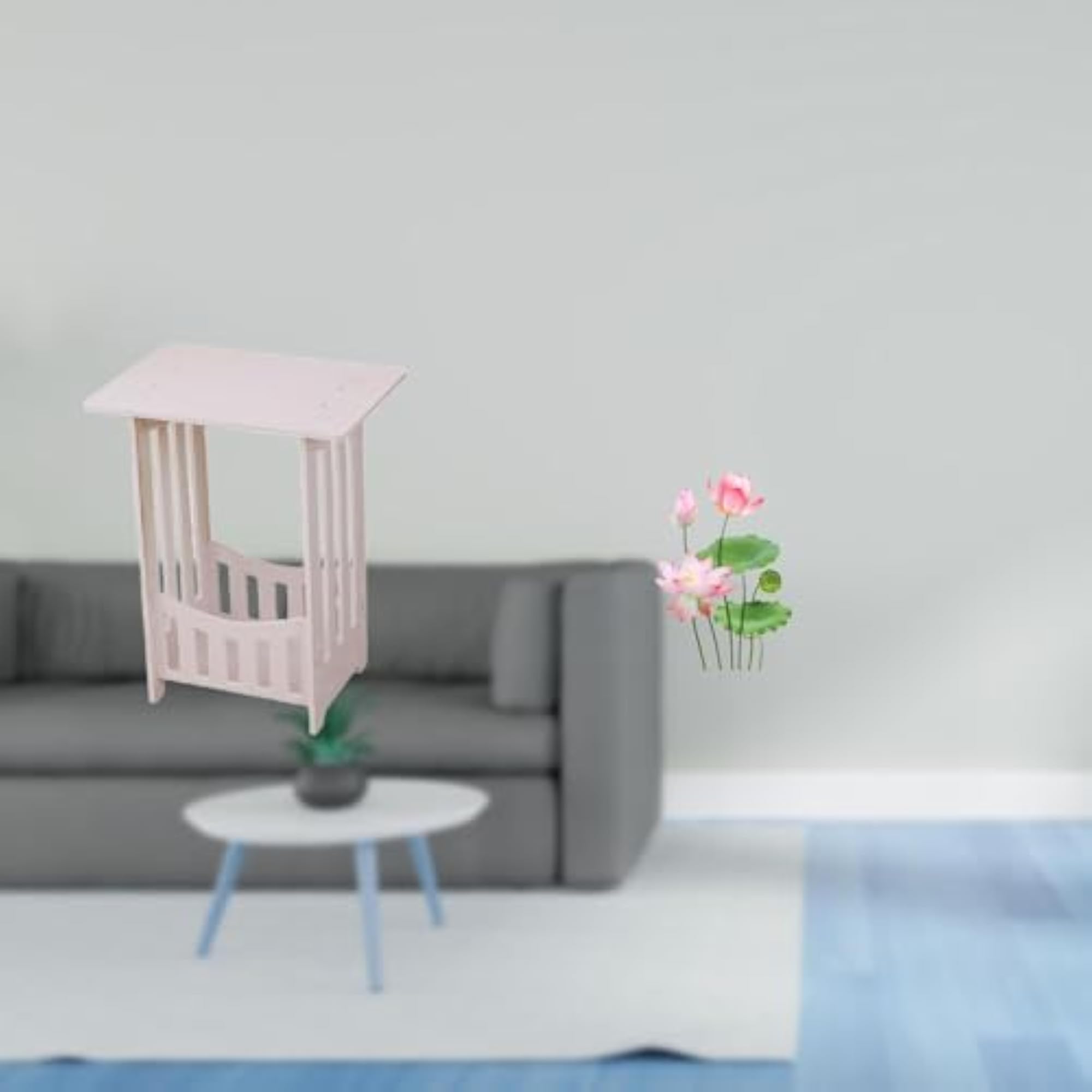 Bedside Table with Retro Wall Art Decor