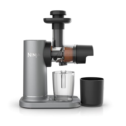 Ninja NeverClog 150 W Cold Press Juicer with 18oz Jug, 30oz Pulp Container, 2-Speed, Compact, Anti-drip lever (JC150)
