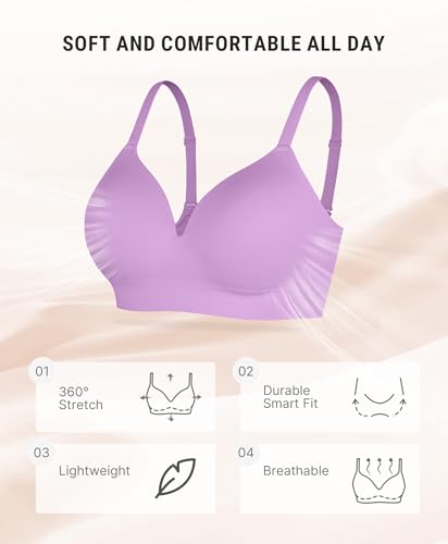 Image of FeelinGirl Wireless Supportive Bra for Women, Seamless Comfort Bralettes No Underwire Full Coverage Everyday Bras