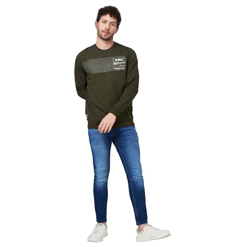 Image of Spykar Blended Hooded Full Sleeve Sweatshirt for Men