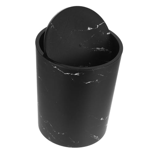 OUNONA bote de basura con tapa bote de basura de encimera cubo de basura del baño cubo de basura de plástico Wastebasket de cocina bote de basura del inodoro bote de mesa páginas Black