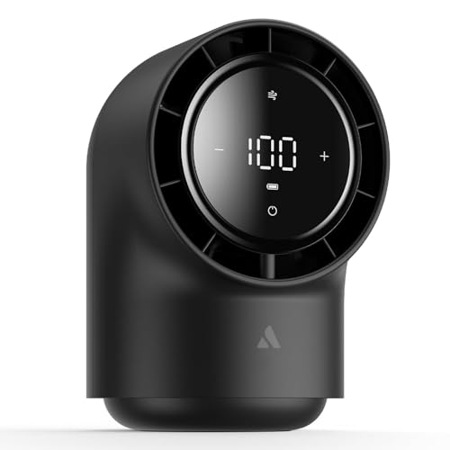 Image of Aecooly Touch Control Desk fan, 100 Speeds Quiet Digital Display Small Table Fan, 4000mAh Battery Powered Desktop Fan for Bedroom, Bedside, Office, Travel -Black