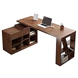 Escritorio para Dormitorio, Escritorio Multifuncional, Escritorio para computadora de Oficina en casa, estación de Trabajo con estantería y gabinete de Almacenamiento Giratorio, Escritorio para escri