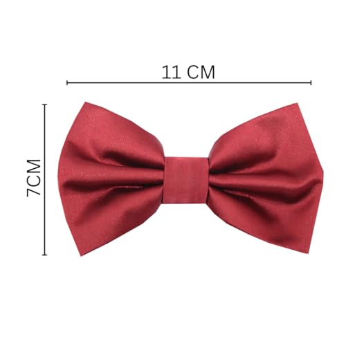 Image of Tie Studio Mens Formal Solid Bow tie | Satin | Microfiber | Standard Size | Premium fabric | Superior Clip Hold | Packaging - Box | Colour - Black Bow Tie (Set of 1)