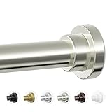 Mcrbeay Shower Curtain Rod, 1' Diameter Heavy Duty Tension Shower Rod, Non Slip Adjustable 28-74 inch No Drill Shower Curtain Rods Spring Tension For Bathroom, Shower Stall, No Rust, Brushed Nickel