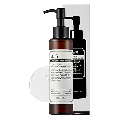 [DearKlairs] Gentle Black Deep Cleansing Oil 5.07 Oz | Composed of natural Vegan Black Bean, Black Sesame, Black Currant Seed oil for gentle, non-irritating cleanser for sensitive skin Cover