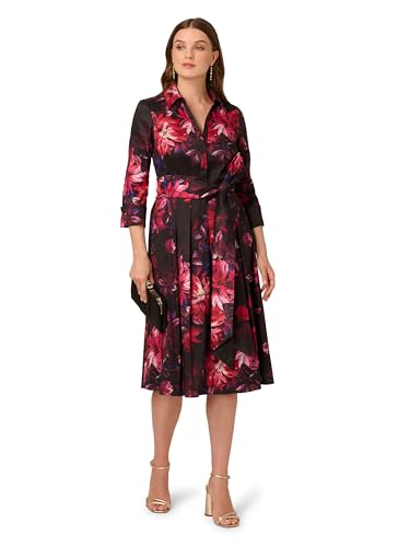 Adrianna Papell Women's Printed Taffeta Shirt Dress4