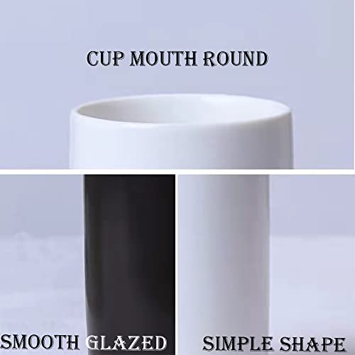 Cawein Ceramic Cup Toothbrush Holder, Makeup Brush Holder, Bathroom Organizer, Juice, Milk Cups, 2Pcs (White & Black) #TOP2