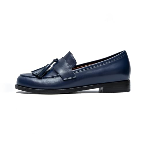 Image of ONEENO Women's Casual Flat Leather Tassel Loafer | Office Shoes