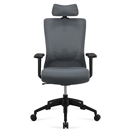 Amazon Basics - Silla De Escritorio Ergonómica De Ejecutivo Con Respaldo Alto, Reposacabezas Y Reposabrazos Ajustables Y Sujeción Lumbar, 63 59,5 124 Cm, Gris Amazon Basics - Silla De Escritorio Ergonómica De Ejecutivo Con Respaldo Alto, Reposacabezas Y Reposabrazos Ajustables Y Sujeción Lumbar, 63 59,5 124 Cm, Gris