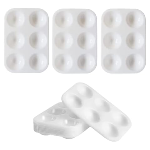 10 Piezas Paletas de Pintura de Plástico con 6 Pozos Rectangular Cover