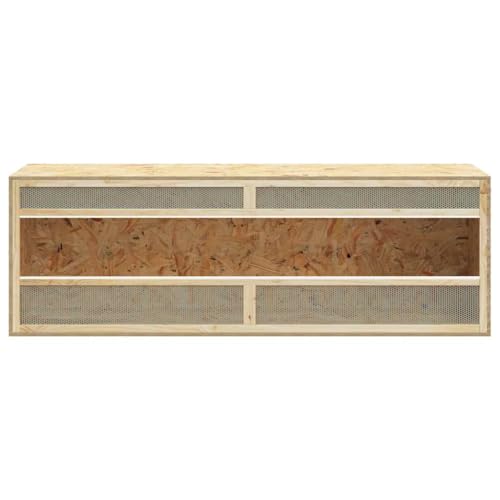 Image of Large Terrarium with Natural Wood Finish Engineered Wood Glass Steel Enclosure for Reptiles Durable Construction Moisture Proof Heat Resistant Modern Design Easy Assembly
