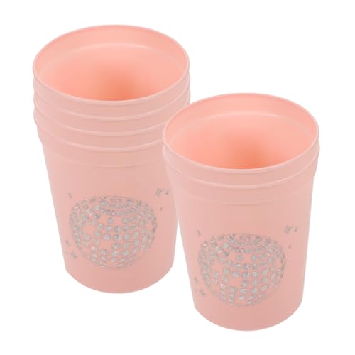 Anneome 6pcs Reusable Stacking Cups Lids for Party Plastic Drinking Cups Decorative Disco Ball Pattern Party Favors Multi-use Juice