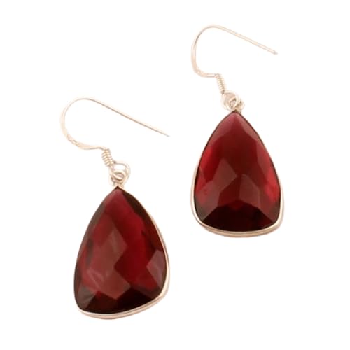 Boucles d'oreilles grenat rouge naturel et argent 925 LK_RDG_00181