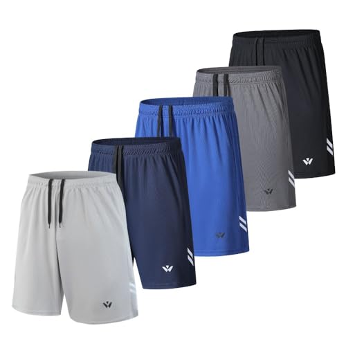 fovdtaa 5er-Pack Herren Sport Shorts Herren Sport Shorts mit Taschen und elastischem Bund, schnell trocknende Workout Shorts für Herren Laufhose