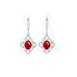 Pendientes colgantes para mujer – Pendientes de moda en oro blanco de 9/14/18 quilates – Rubí creado en laboratorio rojo de 1,02 quilates con moissanite, oro blanco de 9 quilates, Moissanite Rubí