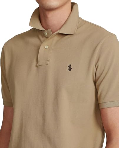 POLO RALPH LAUREN Men Custom Fit Mesh Pony Logo Shirt (L, CafeTan)4