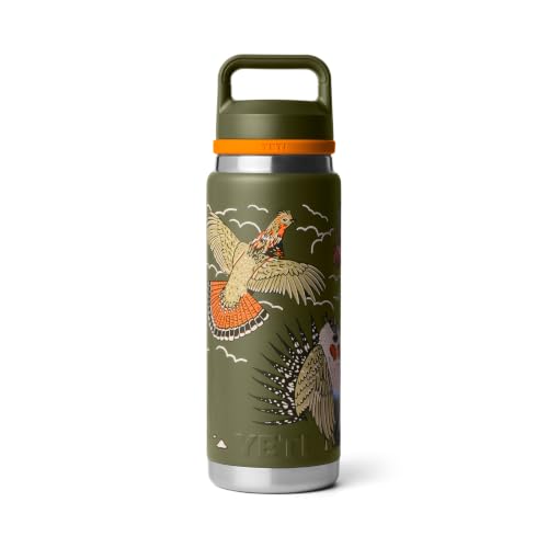Image of YETI Rambler 26 oz Bottle, Leakproof, Vacuum Insulated, Stainless Steel with Chug Cap, Upland Bird Olive