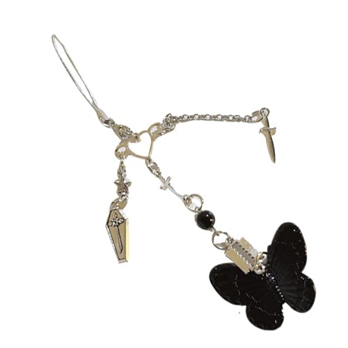 EPIPHQNY Key Chain,Sweet Bowknot Bead Phone CharmCar Key Hangings Pendants Fashion Bag Decoration Lanyard Purse Accessory