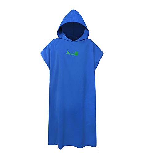 Toalla cambiadora de baño para adultos y niños, toalla cambiadora con capucha, para mujeres, hombres, surf, natación, neopreno, tamaño grande compacto y ligero, color azul zafiro
