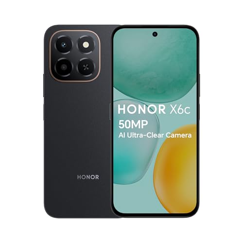 [Fotocamera ultra chiara IA da 50 MP]: HONOR X6c dispone di un impressionante sistema di fotocamera ultra chiaro che include una fotocamera principale da 50 MP, una fotocamera frontale da 5 MP. Conserva ogni momento con dettagli mozzafiato con una fotocamera da 50 MP, fornendo chiarezza sia di giorno che di notte.