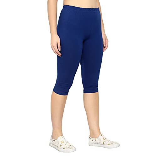 Image of Irana Women Cotton Stretchable Capri | Slim /Regular Fit | Breathable Yoga, Gym & Lounge Wear | High-Waist Stretchable 3 /4 Length Leggings|Capri Pants for Women - Pack of 1