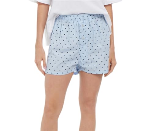 Image of Yuemengxuan Y2k Plaid Shorts Baggy Boxer Shorts for Women Elastic Waist Casual Lounge Bottom Gingham Pajama Shorts Sleepwear