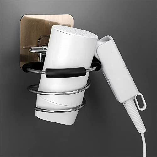 CEPLO Stainless Steel Hair Dryer Holder β Wall Mounted, Self Adhesive Spiral Organizer Rack for Bathroom, Punch-Free Blow Dryer Stand, Anti-Rust Styling Tool Storage (Silver) 2
