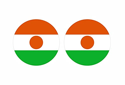 Akachafactory 2X Autocollant Sticker Rond cocarde Drapeau Niger Nigerien