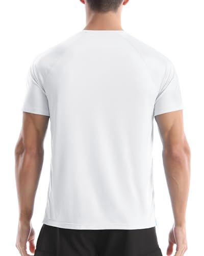 Men's UPF 50+ Swim Shirts, Sun Protection Short Sleeve Rash Guard, Quick Dry T-Shirt for Fishing and Surfing3