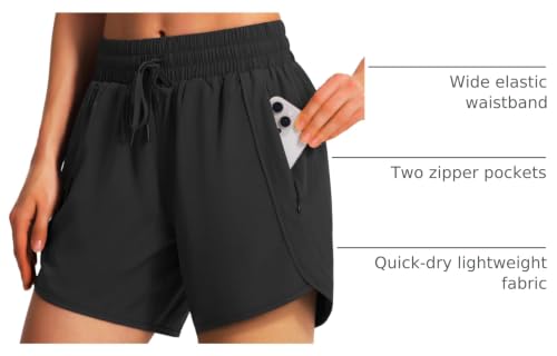 Image of Ksmien Women's 5 inch / 7 inch Athletic Running Shorts Quick Dry Lightweight Workout Gym Shorts with Zipper Pockets UPF 50+