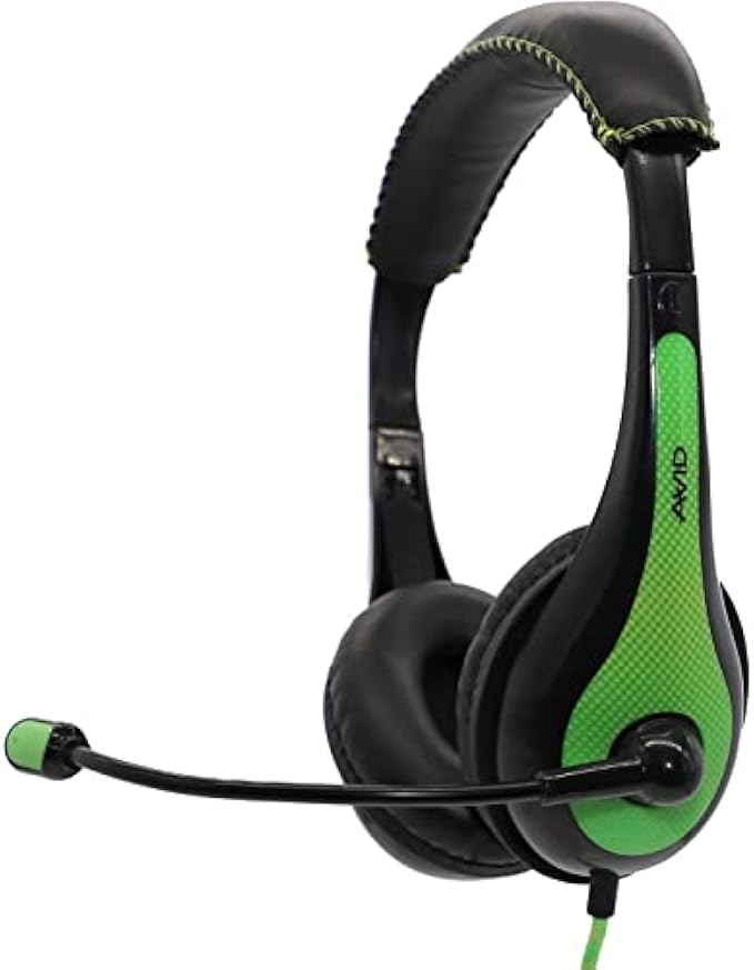 Avid AE-36 Green On-Ear Stereo Headphones with Boom Microphone (50-Pack)