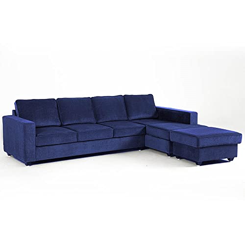 Image of Wakefit Sofa Set | 3 Year Warranty | Sofa 3 Seater, 3 Seater Sofa for Living Room, Wooden Sofa Set, 3 Seater + Right Aligned, Sofa for Living Room - Napper(Malphino : Cobalt Blue)