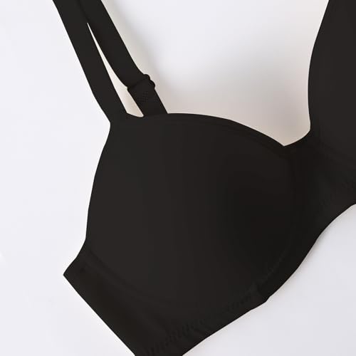 JiXiang Full Coverage Bras for Women Push Up V Neck Comfort Tshirt Bralettes Smooth Deep V Neck Soft Padded Everyday Bras - image 5