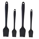 TOPPERFUN 4 Piezas Cepillo de Silicona para Cocina y Repostería Resistente al Calor Reutilizable y Fácil de Limpiar para Barbacoa Horneado y Untar Salsas Mango Ergonómico para Uso Prolongado