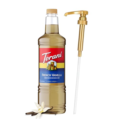 Image of Torani French Vanilla Syrup 1L with Pump Coffee Flavoring for Lattes & Drinks