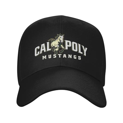 Cal Poly Mustangs Curved Brim Baseball Cap | Solid Color Dad Hat for Men