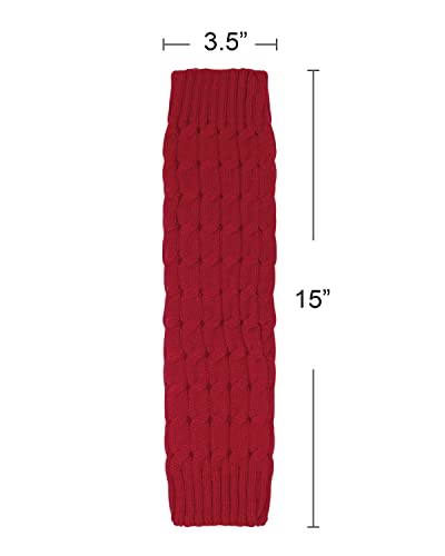 Wrapables Women's Cable Knit Leg Warmers, Cherry Red4