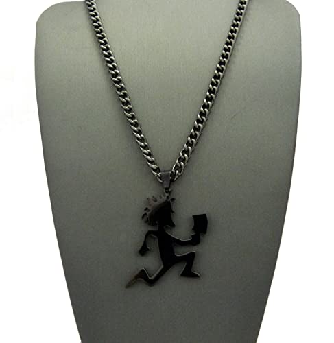 MENS HIP HOP PENDANT NECKLACE GOLD SILVER BLACK LARGE w/ 5mm CUBAN CHAIN (Black)4