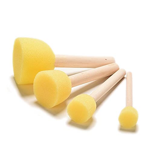 Image of DEZIINE Kid Sponge Paint Brush Original Wooden Handle Painting Graffiti Early Toy DIY Art Supplies Gifts 40Pcs /Set