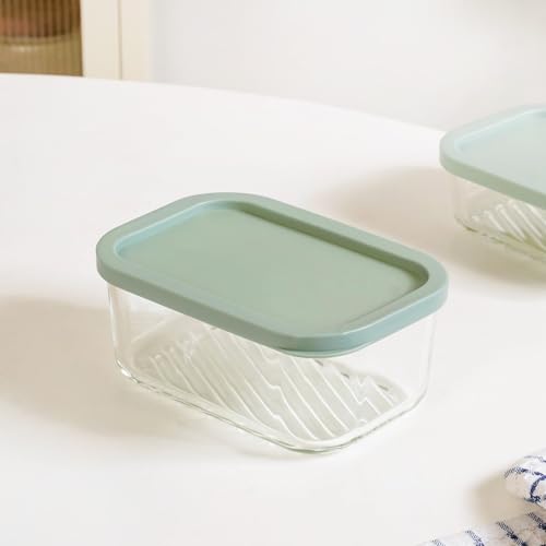 Image of Nestasia Medium Replacement Lid for Groovo Glass Container (10.8cm x 15.8cm) - Durable & BPA-Free PE Lids for Fridge Storage Containers (Green)