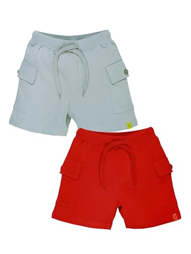 Image of KiddoPanti Boys 100% Cotton Knitted Above Knee Length Basic Cargo Shorts