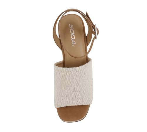 Image of Soda inchStella inch ~ Women Square Peep Toe Single Band Platform Espadrille Wedge Sandals with Adjustable Ankle Strap