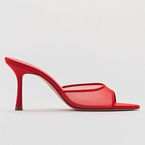 Image of YIYA Women's Open Pointed Peep Toe Mules Kitten Heels Stiletto High Heels Slide Sandals Summer Slip On Backless Dress Spring Summer Pumps Shoes