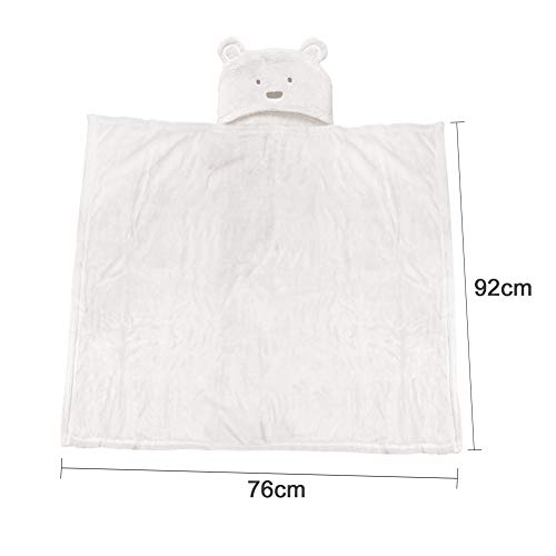Honutige Hooded Baby Towel, Soft Coral Fleece Animal Bath Blankets For Newborn Girls Boys, Baby Wrap Towel Washcloth, 0-24 Months (White Bear) #TOP1