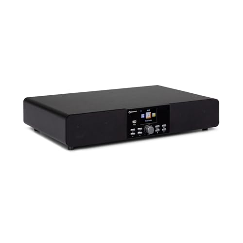 AUNA Stealth Base - Connect Soundbase, 2 x 15 W + 30 W RMS, Radio Internet/Dab + / FM, Fonction Bluetooth, Application AirMusic Control, écran LCD 2,8, Port USB, entrée de Ligne - Noir